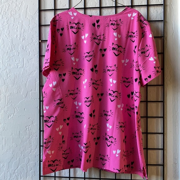 HeartSoul scrub top - pink cat meow - 2XL - Picture 2 of 4